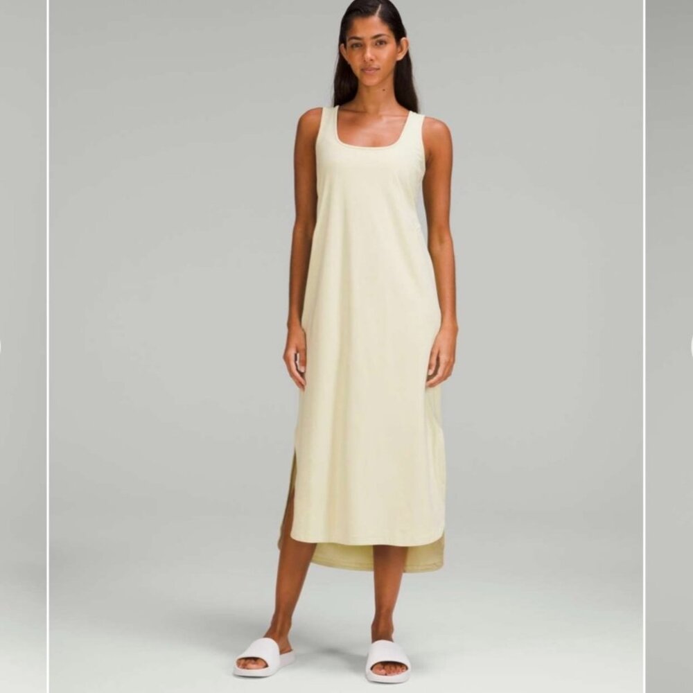 Lululemon Pima Cotton Open-Back Midi Dress Sz 4 - Dewy - NWT